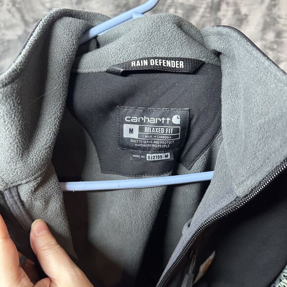 Carhartt Men's Relaxed Fit Rain Defender 0J2199-M Black Medium LOGOS - Picture 4 of 6